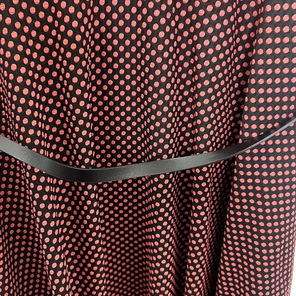 Torrid Dress Women's 1/1X Black Coral Polka Dot Sleeveless Sweetheart Belt Midi - Picture 13 of 15